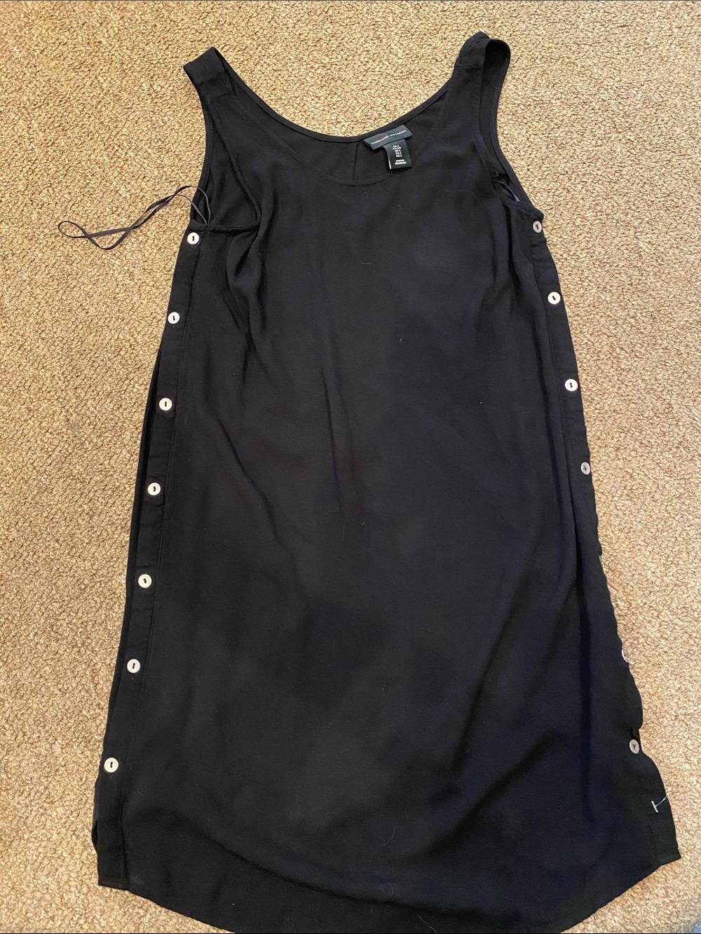 Adrienne Vittadini Black Sleeveless Side-Button Mini Dress